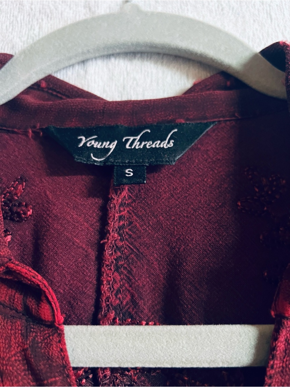 Young Threads Maroon Button-Front Relaxed Blouse - Picture 6 of 6